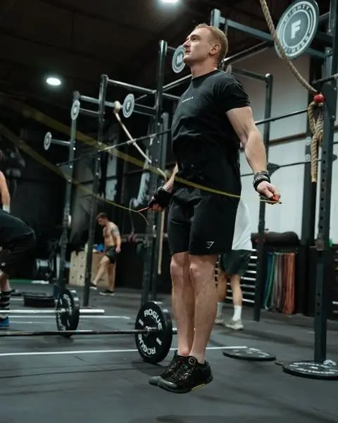 Member skipping in a conditioning session at Mighty Fitness, Durham